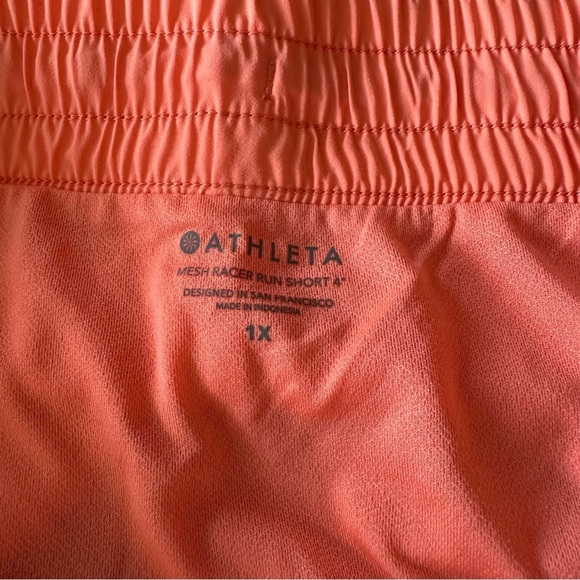 NWT Athleta Mesh Racer Run Short 4” Neon Coral Volt 1X - Picture 7 of 9